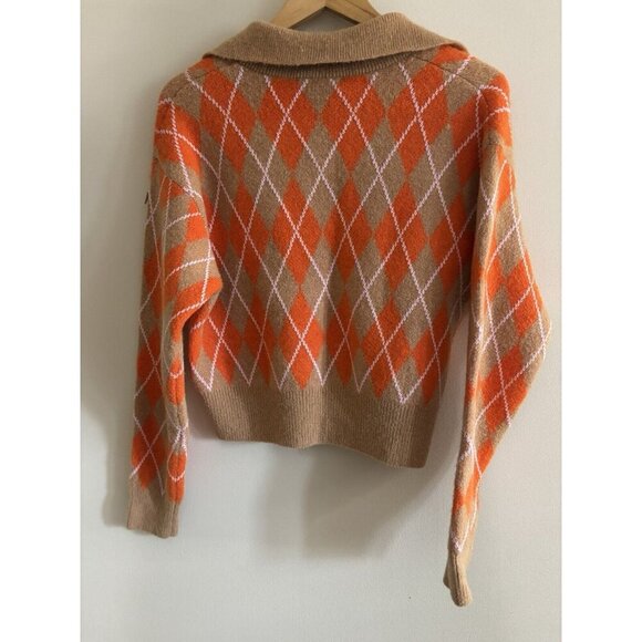 Zara Orange and Tan Argyle Sweater - Picture 6 of 10